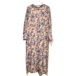 Cottagecore Floral Maxi Dress Prost J Korean Brand Beige Sheer Sleeves Sz Small